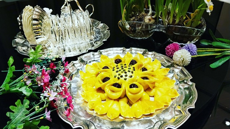 春天到了~花开富贵~南瓜面点,成品图