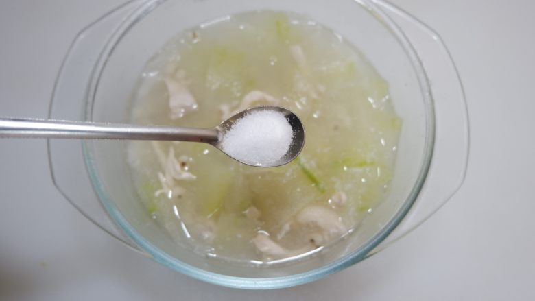 薏米冬瓜鸡丝汤—我的厨房无油烟,程序结束后,取出加盐