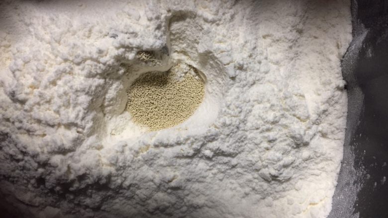 #我家新宠物#~逼真豆沙毛毛虫,把面粉掏个洞放入发酵粉,再盖上
