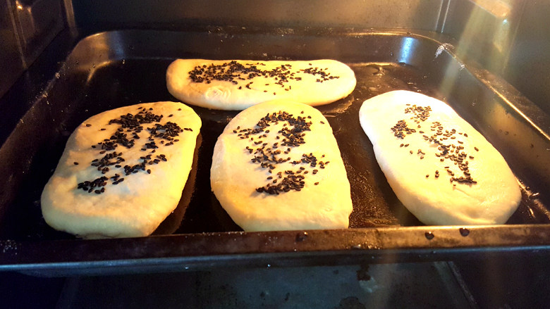 ☺油酥大饼☺,放入预热完毕的烤箱(烤箱上下管180°)。