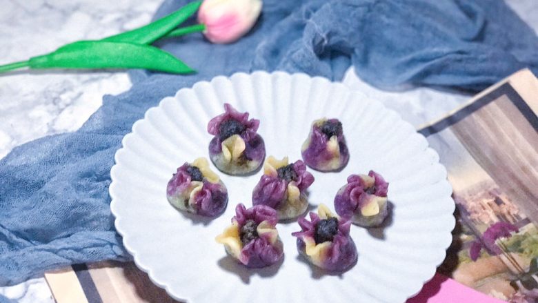 双色甜烧卖（黑芝麻花生馅）