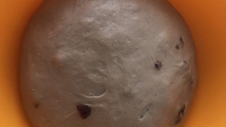 蔓越莓巧克力软欧,大概一小时后,发到两倍到两倍半大就可以了