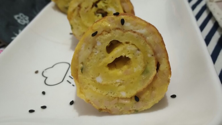 超简单的火腿厚蛋烧,成品!