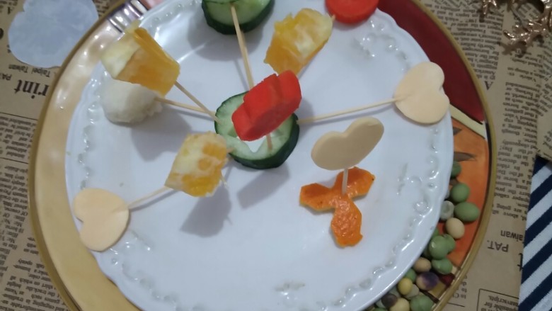 果蔬篮,也可以固定到黄瓜片上,做出美丽的造型。
