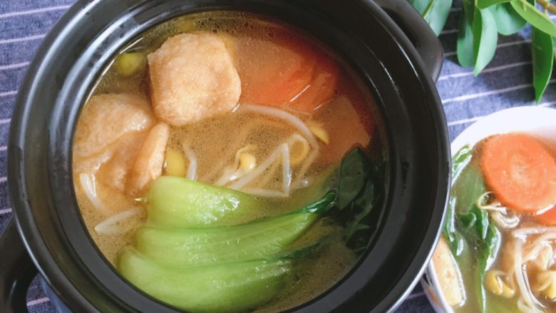 青菜豆泡汤