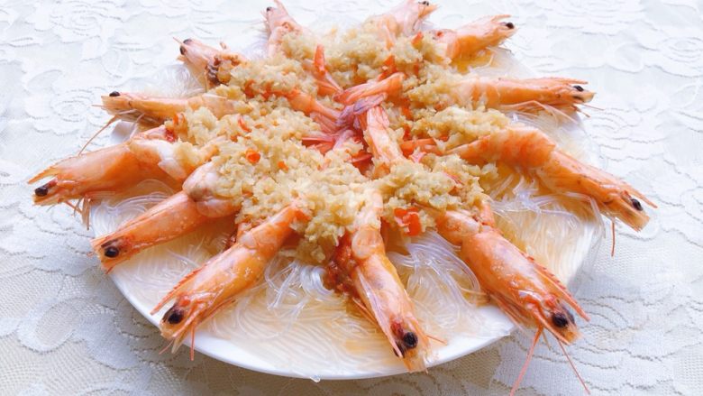 蒜蓉粉丝蒸虾,成品图