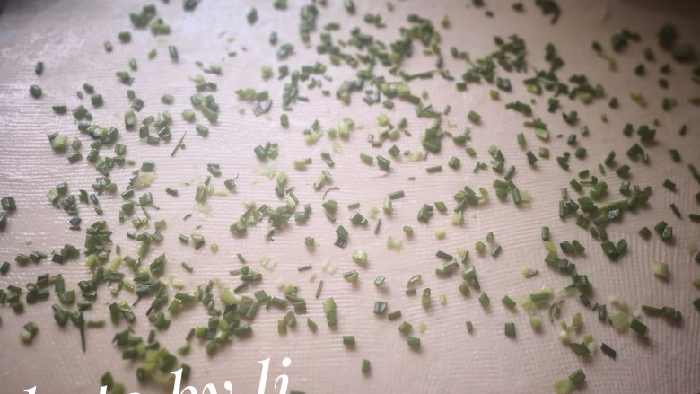 葱卷,排气结束的面团擀成薄薄的一大块,刷油撒盐撒葱花。