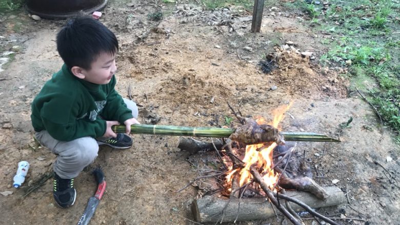柴火烤鸡,中途上一次佐料