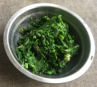 春笋荠菜福袋,荠菜切碎