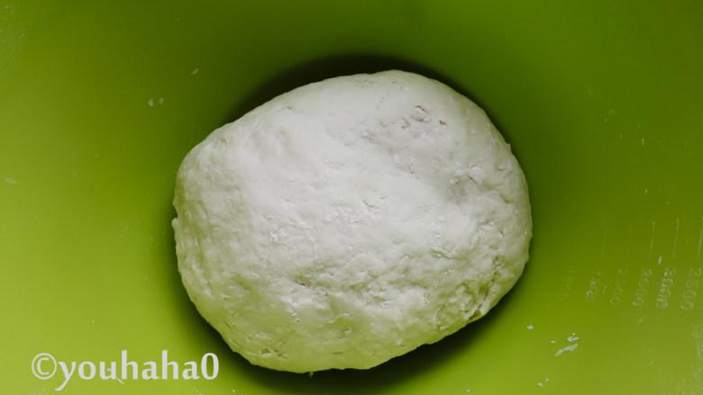 荠菜包子,面粉、水、酵母和成面团,放置温暖的地方发酵