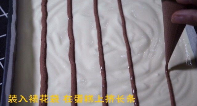 酸奶戚风蛋糕,在蛋糕糊上挤成长条