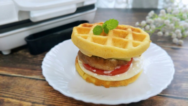 华夫饼版汉堡🍔,成品图