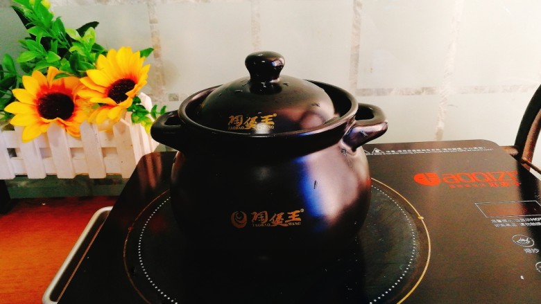 辅食计划+乳鸽红菇汤,放在电陶炉上,调大火煮开
