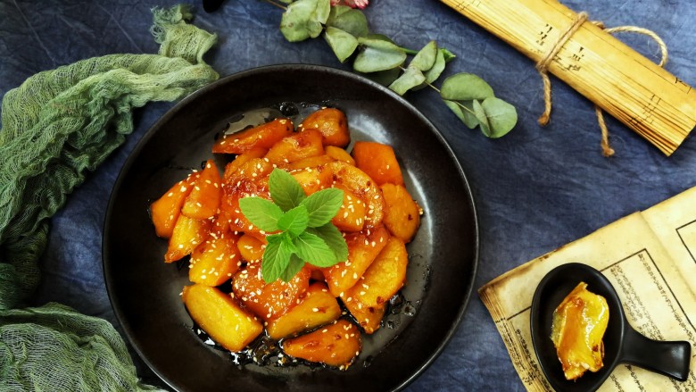 姜汁红薯,装盘,美美的小零食