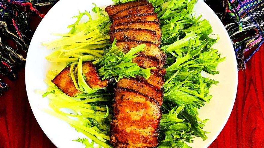 苦菊卷黑椒腊肉