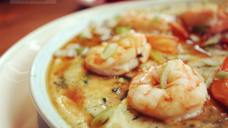 菠菜虾仁蒸水蛋