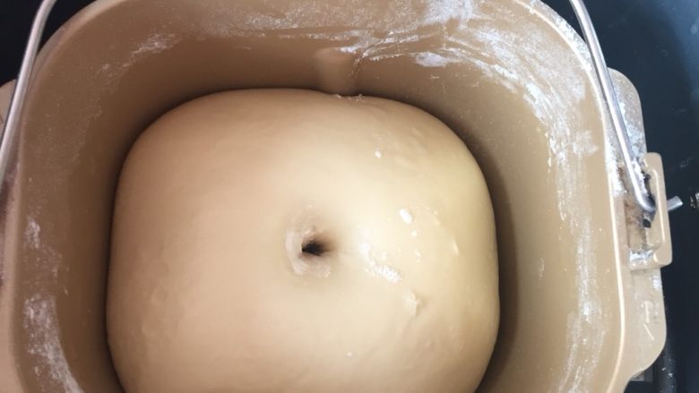 椰蓉小餐包,揉好的面团放进面包机没,发酵至原来的两倍大