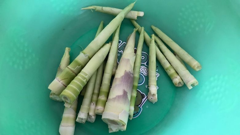 只有在春天才能品尝到的-野笋烧肉,需要做多少就取多少,剥去外壳
