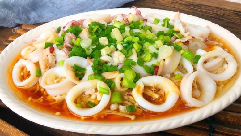 葱香鱿鱼,最后来一张,开吃
