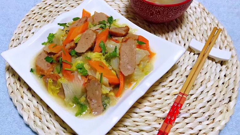 肉参炒白菜,搭配一晚鲜肉时蔬疙瘩汤堪称完美