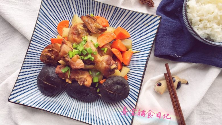 辅食18M➕:香菇炖鸡块,成品图