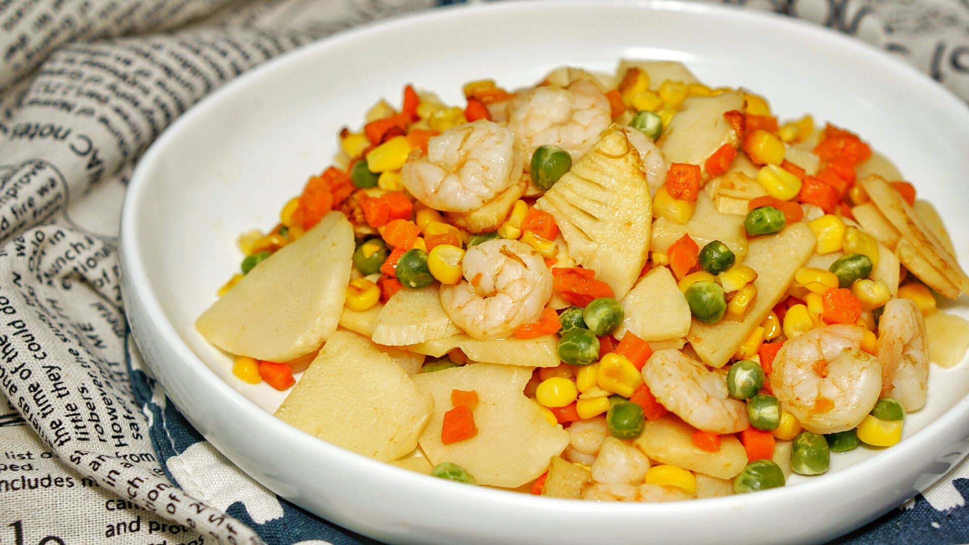 膳叔快手减脂餐：三鲜冬笋炒虾球