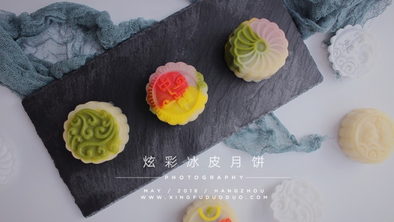 炫彩奶黄冰皮月饼,各种造型,各种花纹~