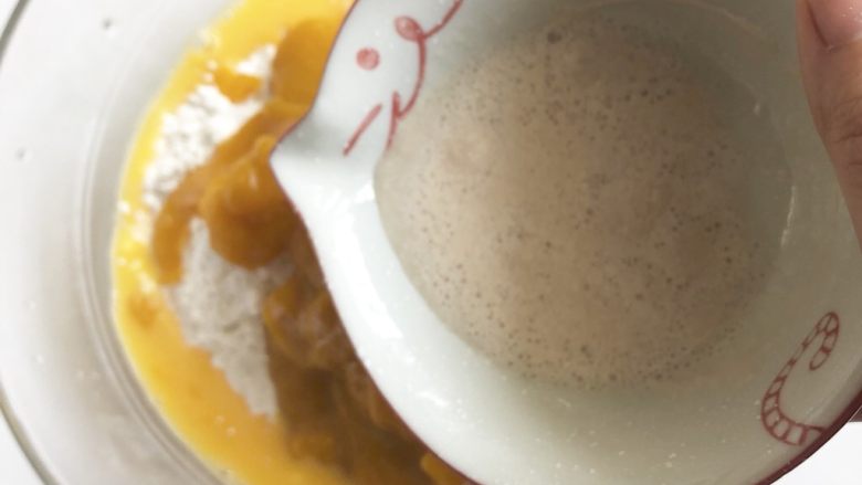 南瓜发糕,加入提前用少许温水化开的<a style='color:red;display:inline-block;' href='/shicai/ 731'>酵母</a>