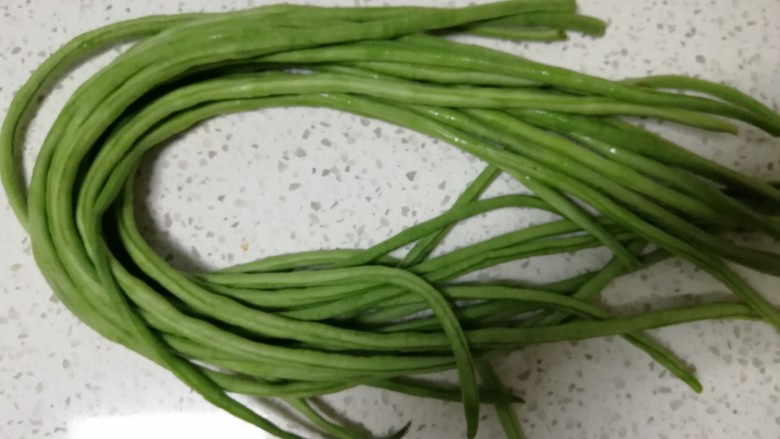 豆角茄条,豆角一把,这次大约350g
