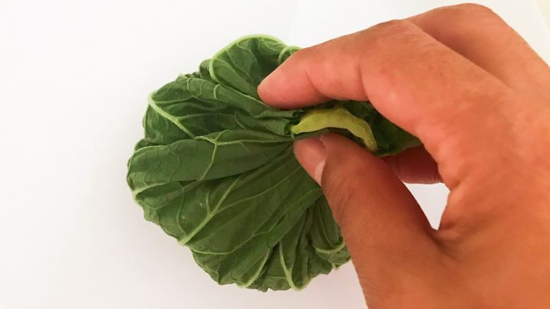 非常独特的东北饭包,把白菜叶四周捏起来,把米饭裹紧