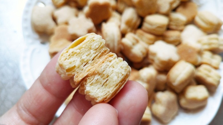 小可爱奶盐苏打饼干,冷却后再吃,很酥脆,看下组织层次分明非常好吃