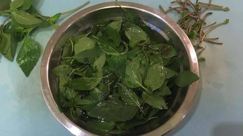 无敌台式三杯鸡,九层塔掐去粗梗,留些完整的做装饰
