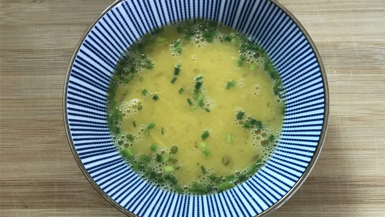 饺子皮版鸡蛋灌饼,然后把鸡蛋打匀。