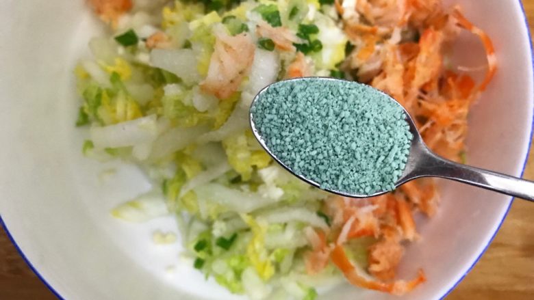 虾干拌娃娃菜,加一小勺蔬之鲜(鸡精)