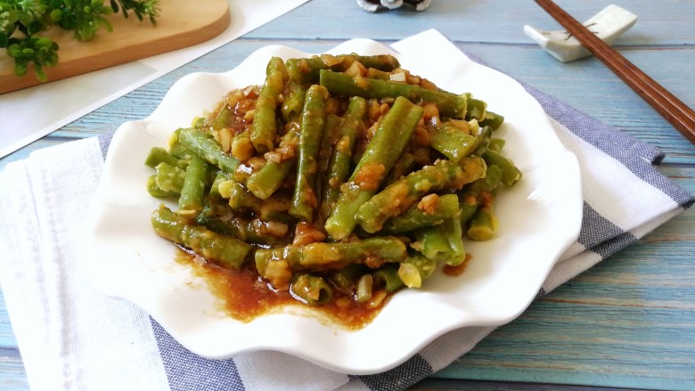 玉米面蒸豆角,成品图!