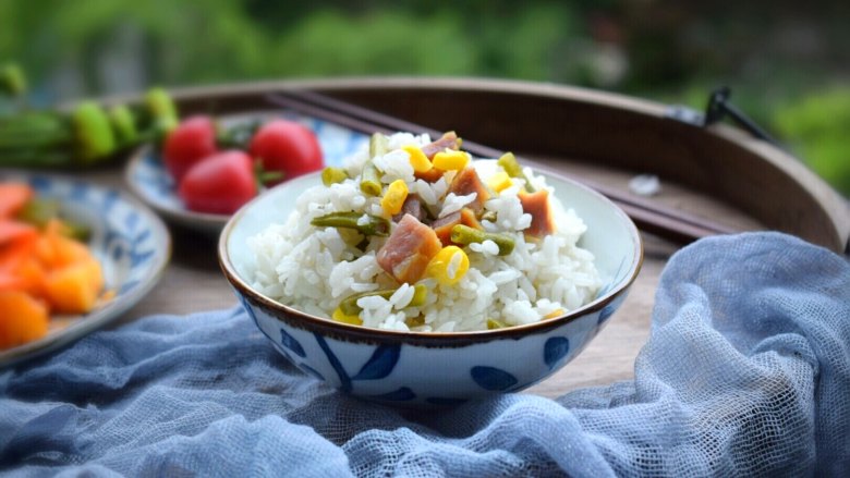 腊味豆角焖饭,成品图