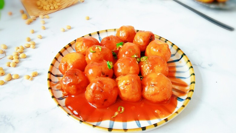 糖醋豆腐丸子,一道美味的糖醋豆腐丸子就做好了