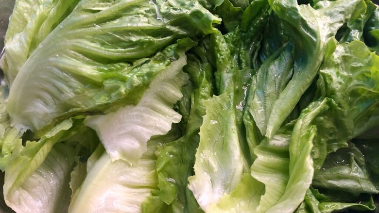 蒜蓉生菜,生菜洗干净,放到盆里用盐水浸泡10分钟