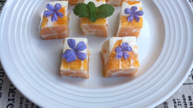 芒果冻,切件,裝饰,完成