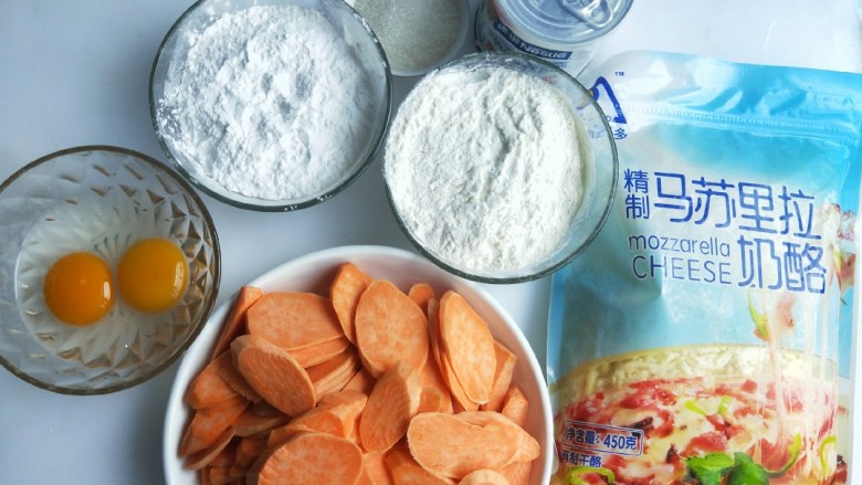 自制网红【爆浆芝士仙豆糕】,材料准备。