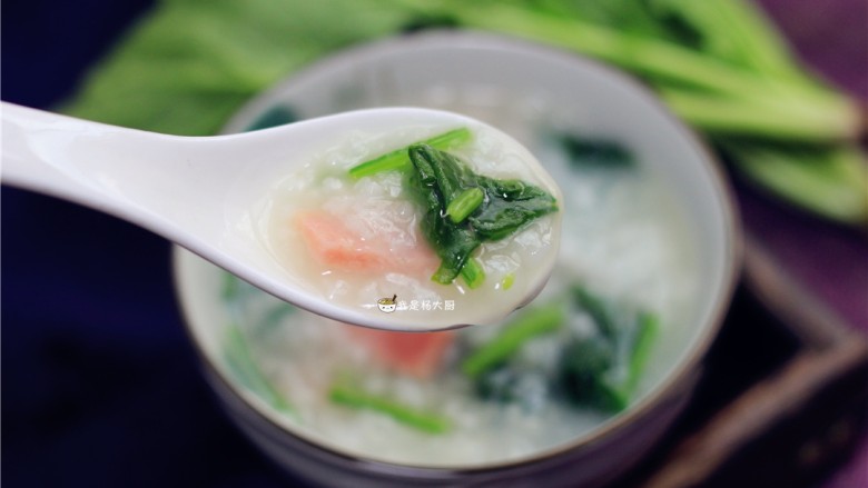 菠菜火腿粥,想不想来一口?