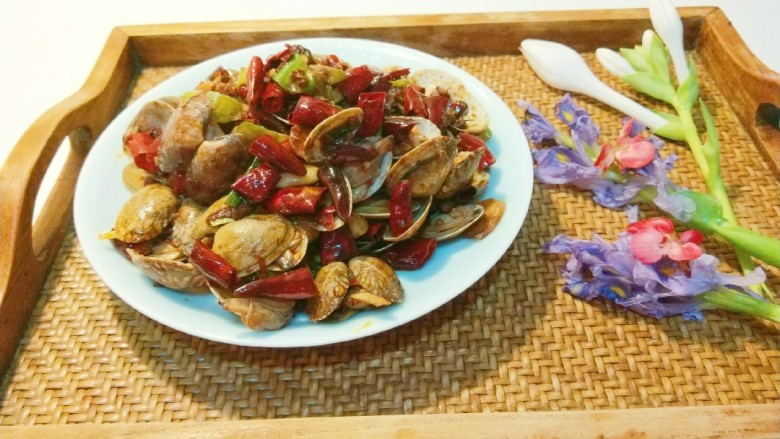 新文美食 爆炒蛤蜊,成品图