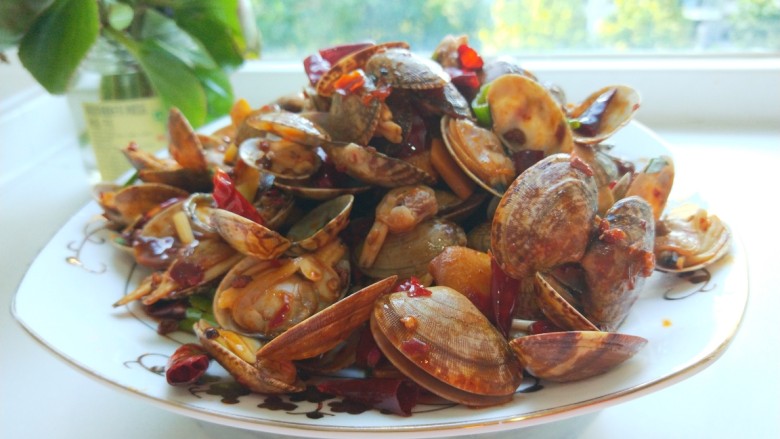 新文美食 爆炒蛤蜊,成品图