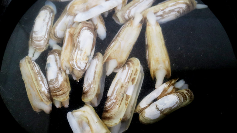 鲜香可口的蒸蛏子,将锅中放入蛏子煮一分钟捞出,这样属于给蛏子二次清洗方式。