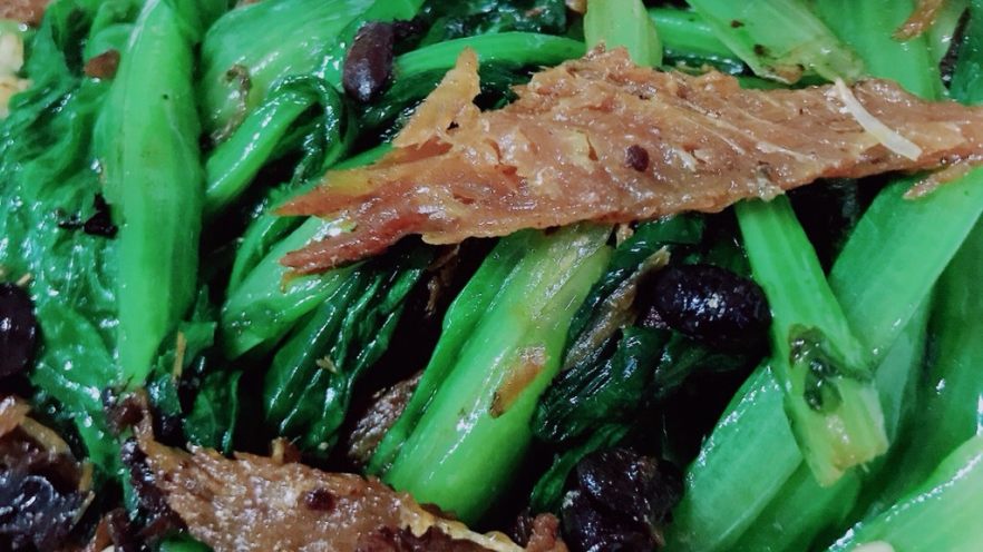 懒人菜，豆豉鲮鱼炒油麦