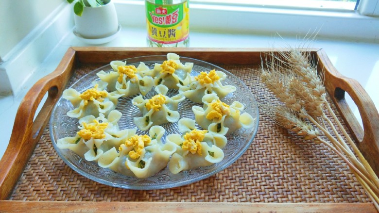 新文美食 花中王牡丹蒸饺,成品图