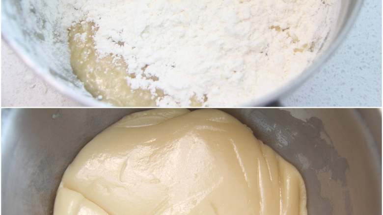 网红拉丝月饼,加入混合过筛的粉类,拌成至无干粉状态后将饼皮面团稍整理成油亮光滑状态,用保鲜膜盖好,室温下松弛至少2小时 。