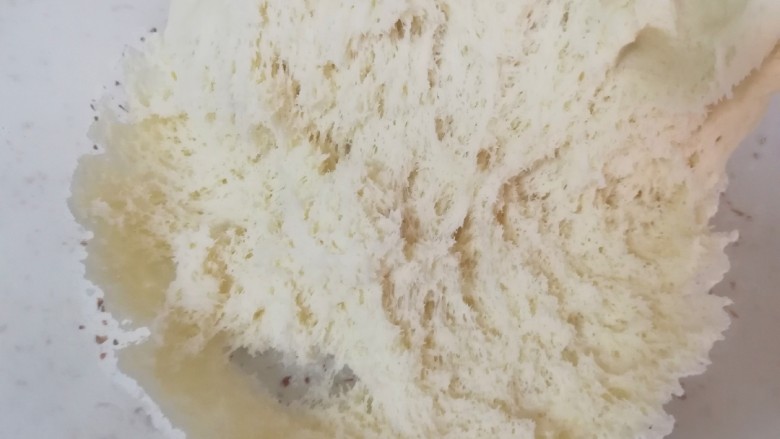 千层饼,扒开面团底部可以看到均匀的蜂窝状组织,说明面团发酵的很好。