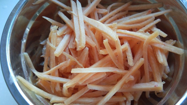 新文美食 香辣鸡丝,放入盆中在次解冻。
