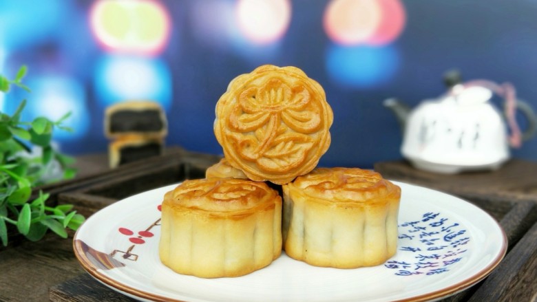 芝麻馅月饼,成品图